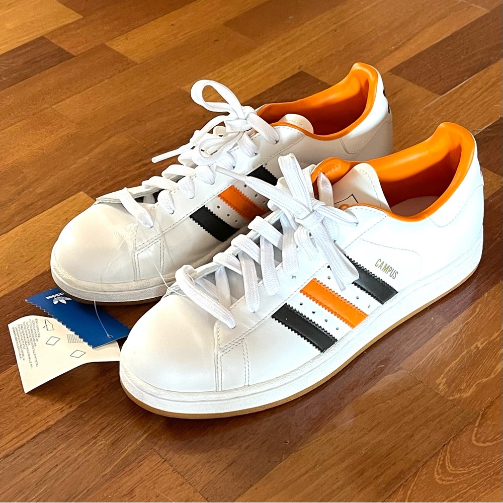 ADIDAS ORIGINALS The Campus 2 Sneakers Mens SIZE 9 White Orange Shoes 465553 NEW